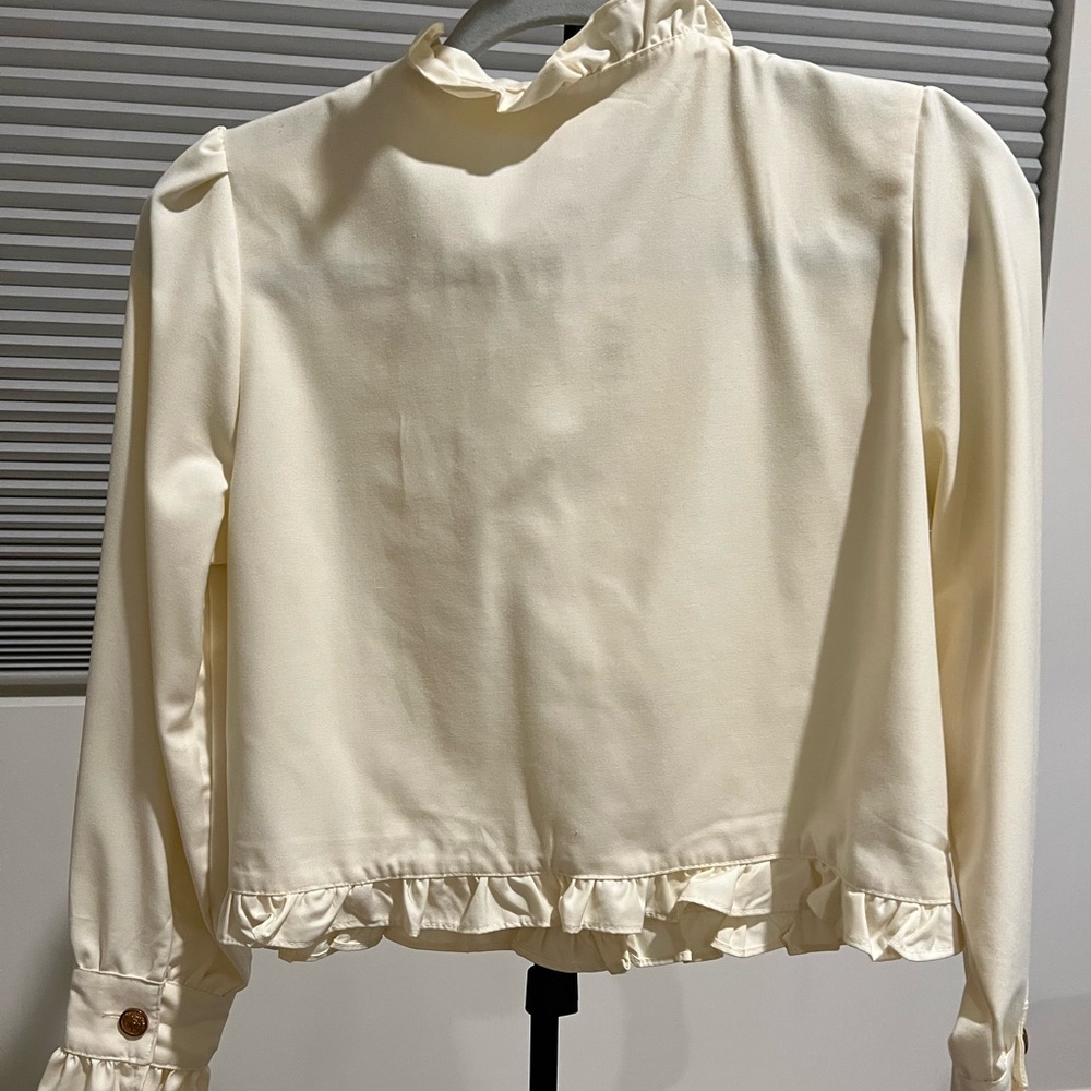 Chicwish Cream Ruffled Blouse - Picture 2 of 4
